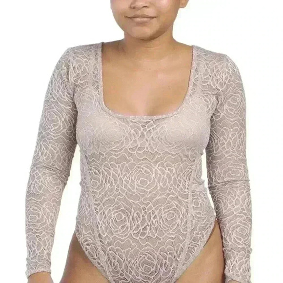 Free People In My Head Sheer Lace Purple Bodysuit Small Fairy Whimsigoth - Picture 3 of 6